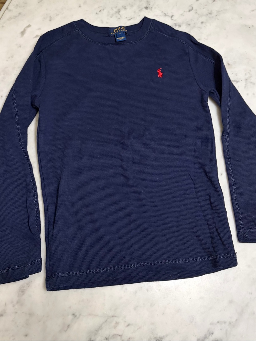 Polo by Ralph Lauren Navy Long Sleeve Tee with Red Pony